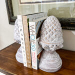 acorn bookends painted white