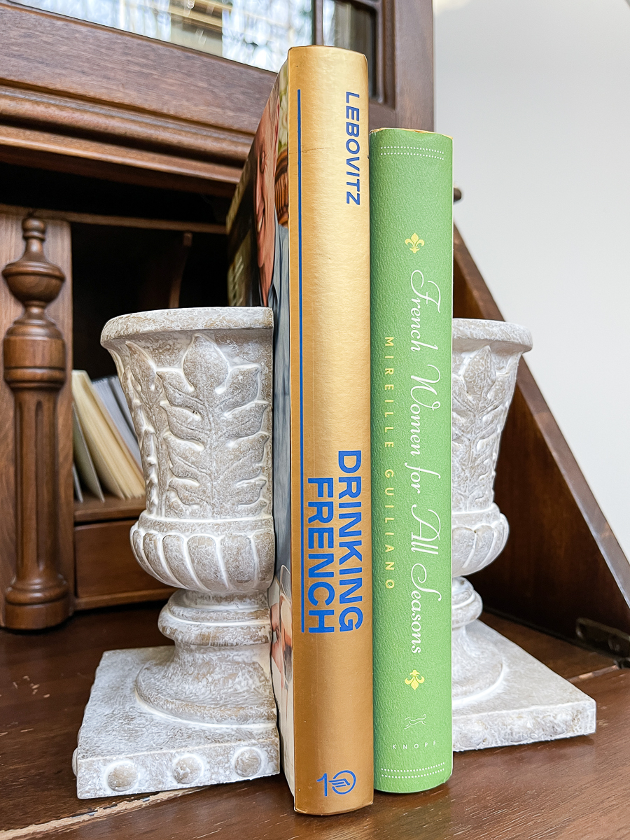 whitewashed bookends up close