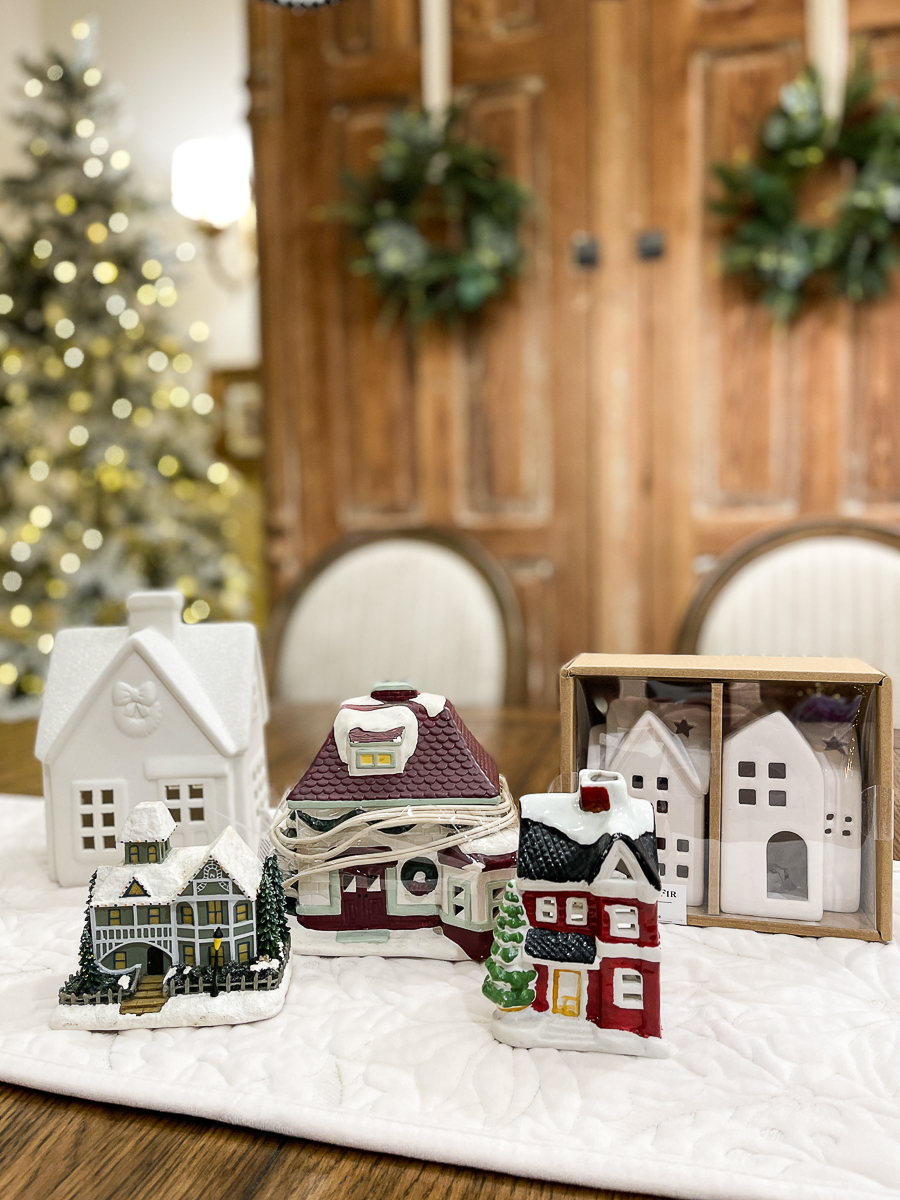 christmas village on table
