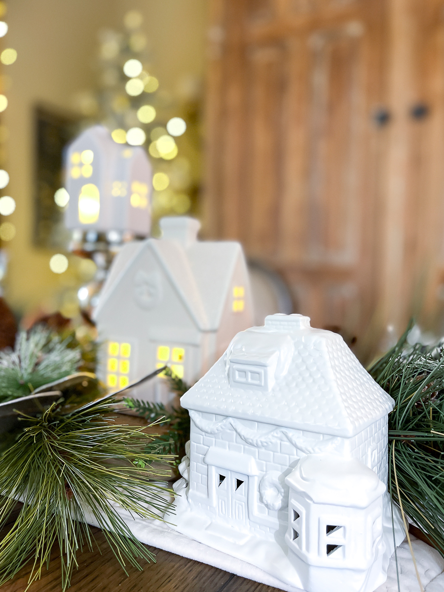 white painted christmas houses