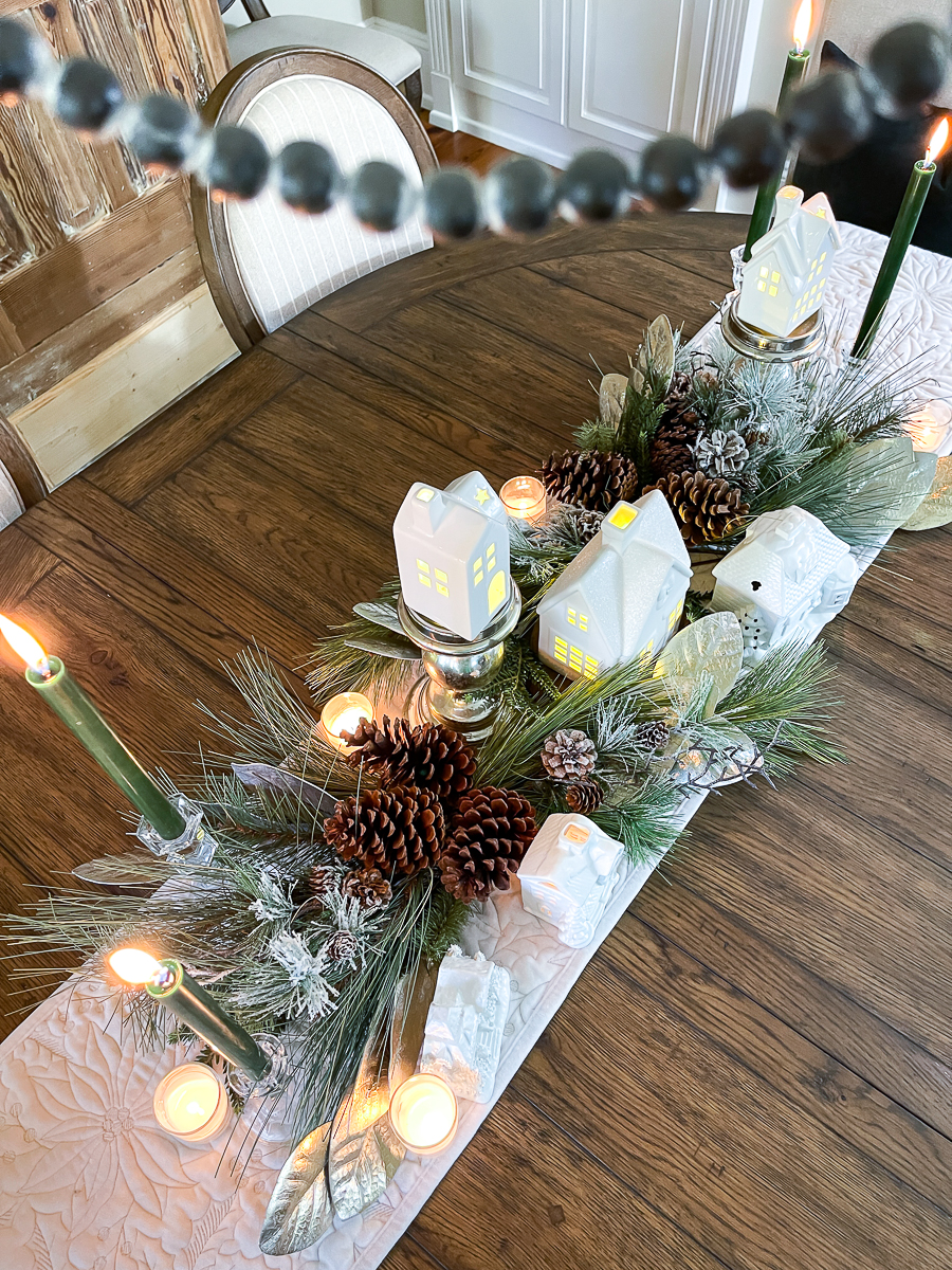 white christmas village on table