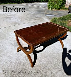 Thrift store coffee table makeover by Our Southern Home #generalfinishesmilkpaint