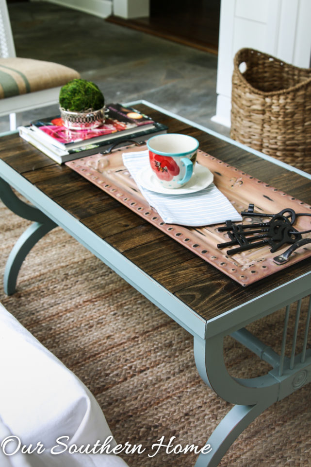 Thrift store coffee table makeover by Our Southern Home #generalfinishesmilkpaint