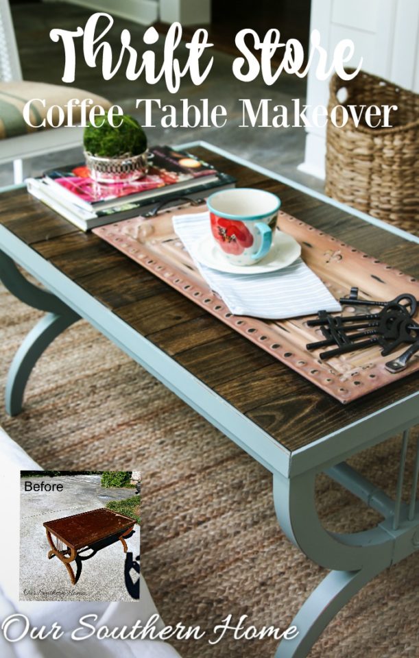 Thrift store coffee table makeover by Our Southern Home #generalfinishesmilkpaint