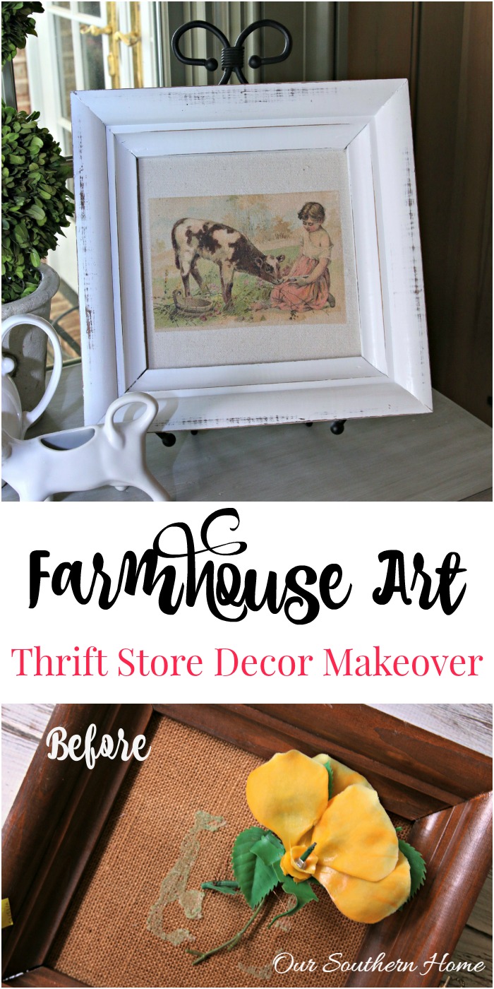 Thrift store frame becomes Farmhouse Art Makeover with little effort!