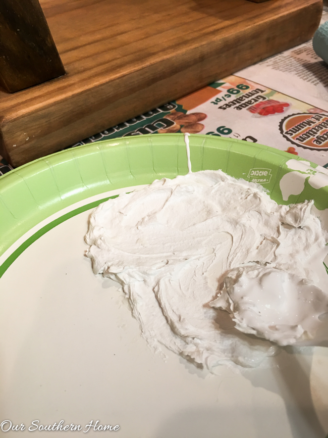 Farmhouse stool makeover with a tinted wax technique for thrift store makeover day via Our Southern Home