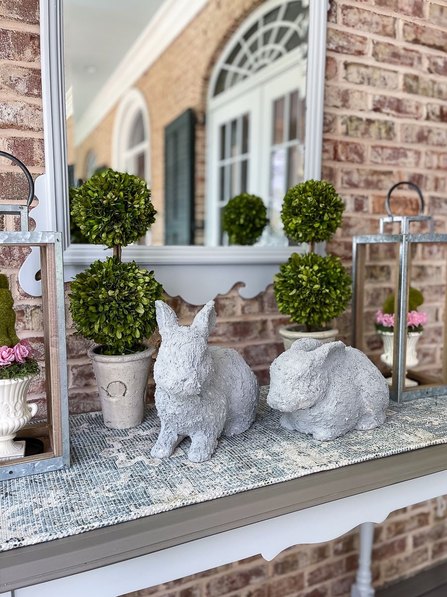 faux concrete rabbits