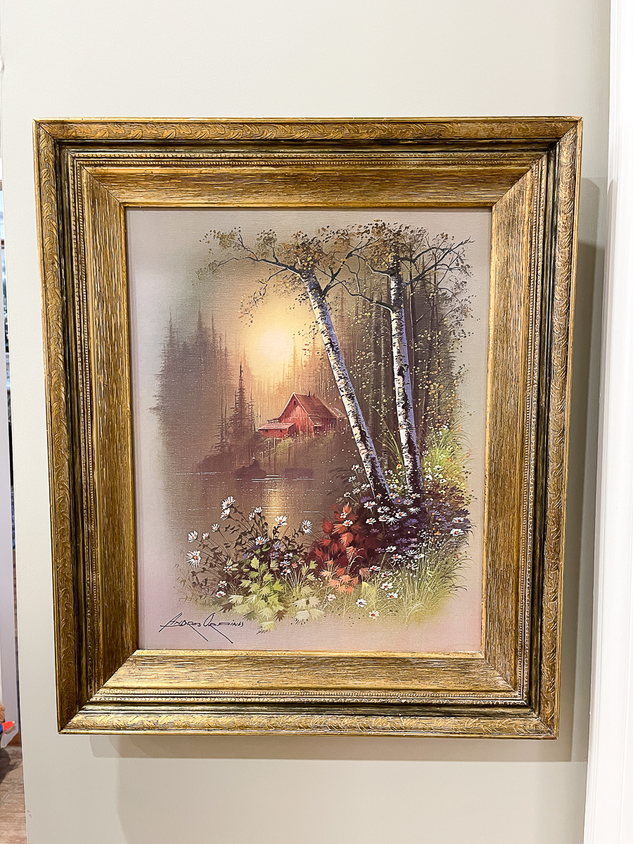 thrift store art on wall