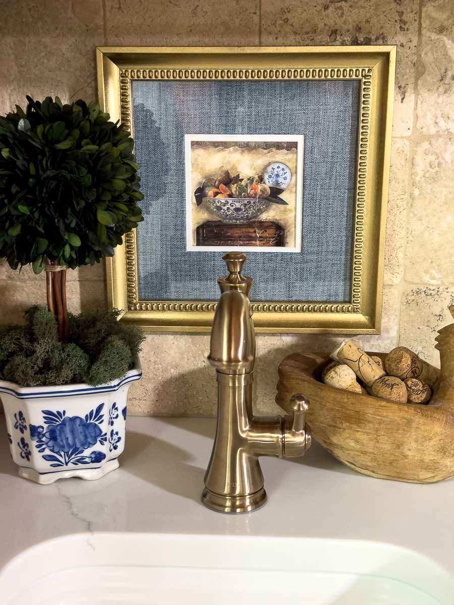 wall art in wet bar area over sink