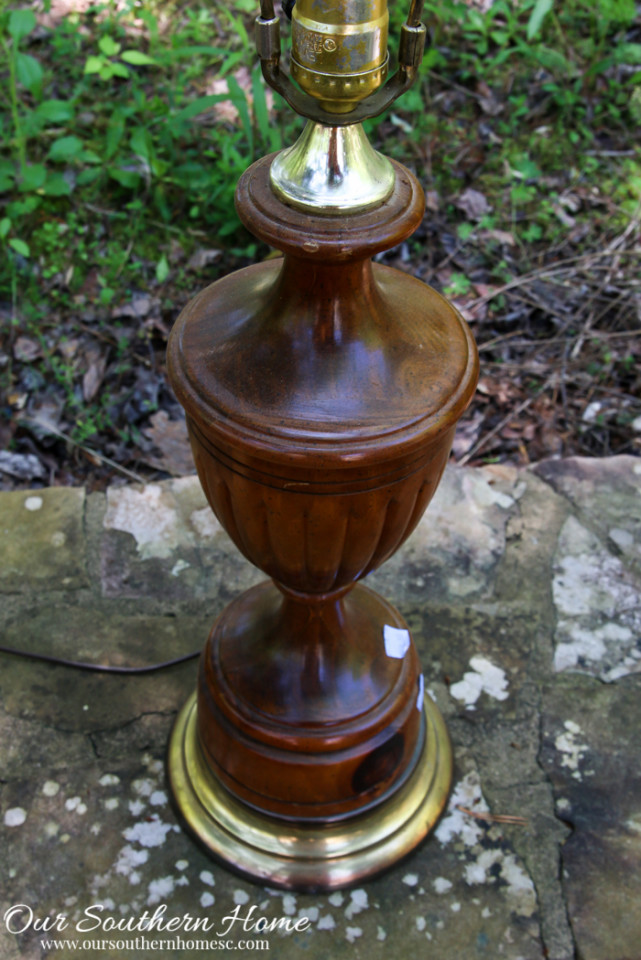 Thrift store lamp makeover with a weathered finish by Our Southern Home