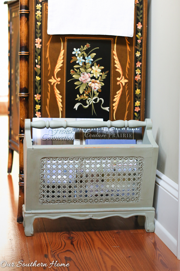 Vintage Magazine Rack Thrift Store makeover with chalk paint from Our Southern Home. Decorate your home for less with thrift store finds!