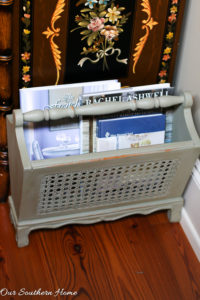 Vintage Magazine Rack Thrift Store makeover with chalk paint from Our Southern Home. Decorate your home for less with thrift store finds!