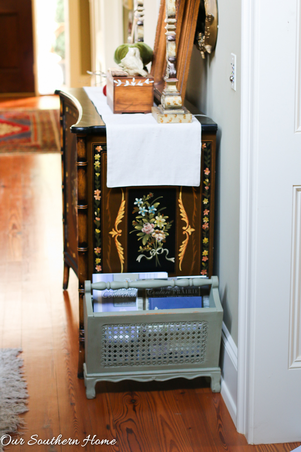 Vintage Magazine Rack Thrift Store makeover with chalk paint from Our Southern Home. Decorate your home for less with thrift store finds!