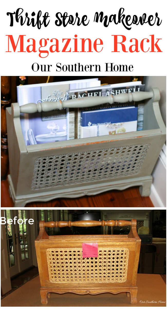 Vintage Magazine Rack Thrift Store makeover with chalk paint from Our Southern Home. Decorate your home for less with thrift store finds!