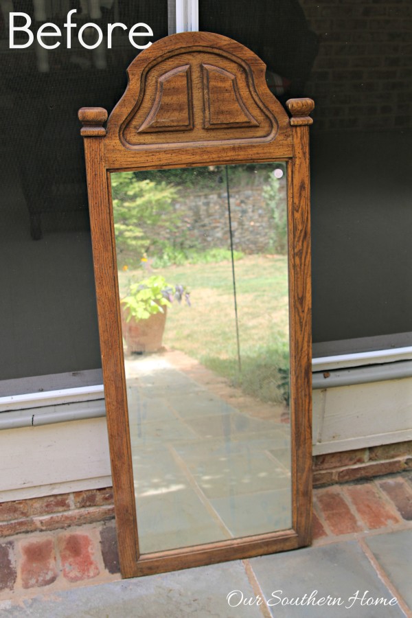 Thrift store mirror becomes a French Country treasure with a simple paint technique by Our Southern Home