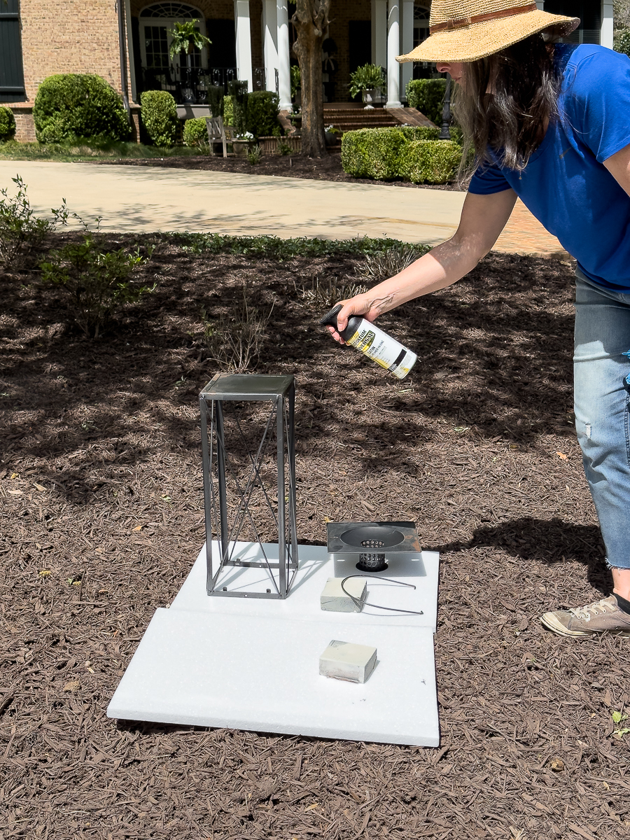 woman spray painting