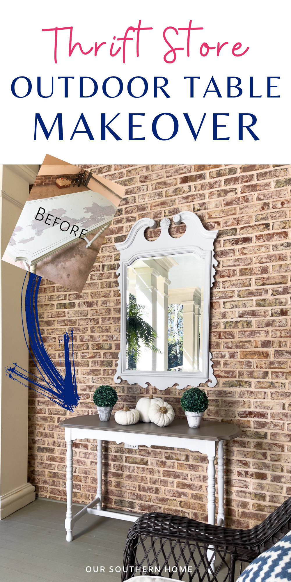 painted table with mirror