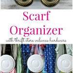 Scarf Organizer made with thrift store valance hardware for #SwapItLikeItsHot by Our Southern Home