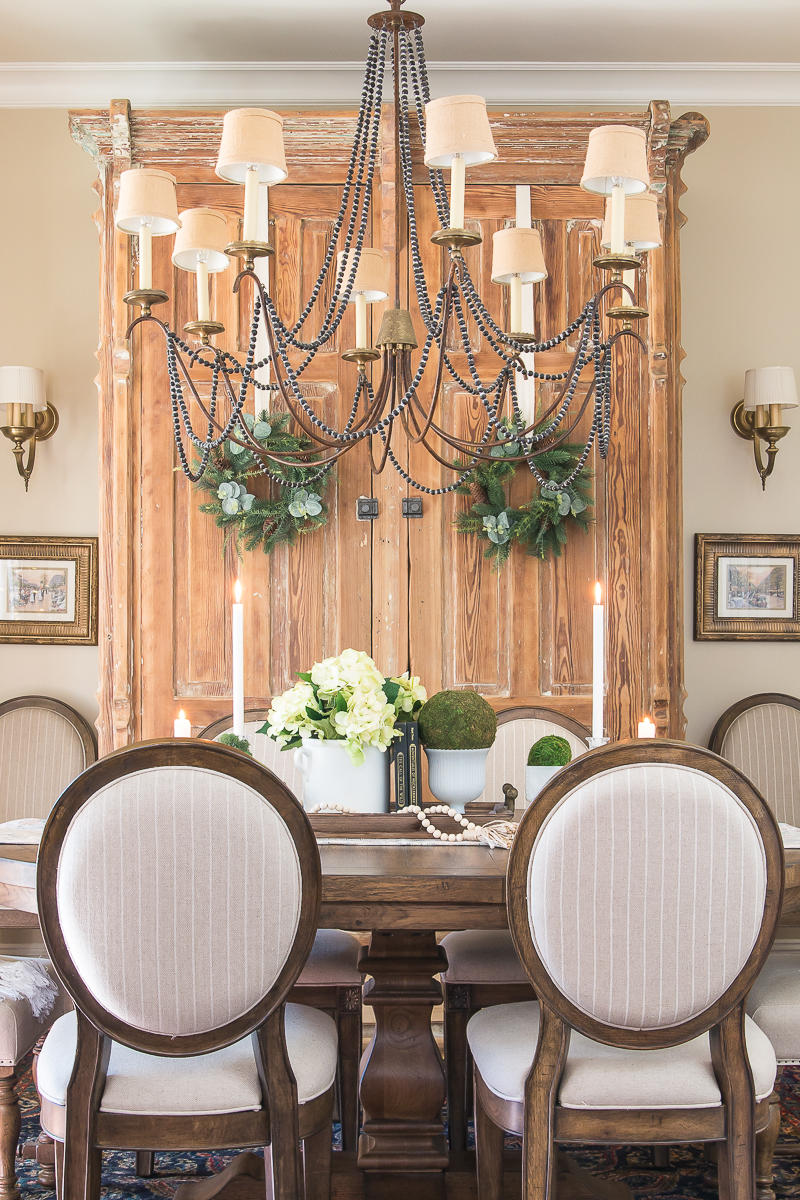 dining room with spring decor