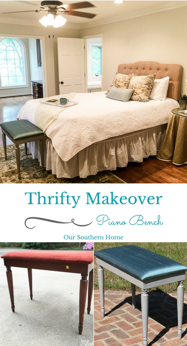 Thrift store piano bench makeover! Get so many great ideas that you can incorporate into your home decor!