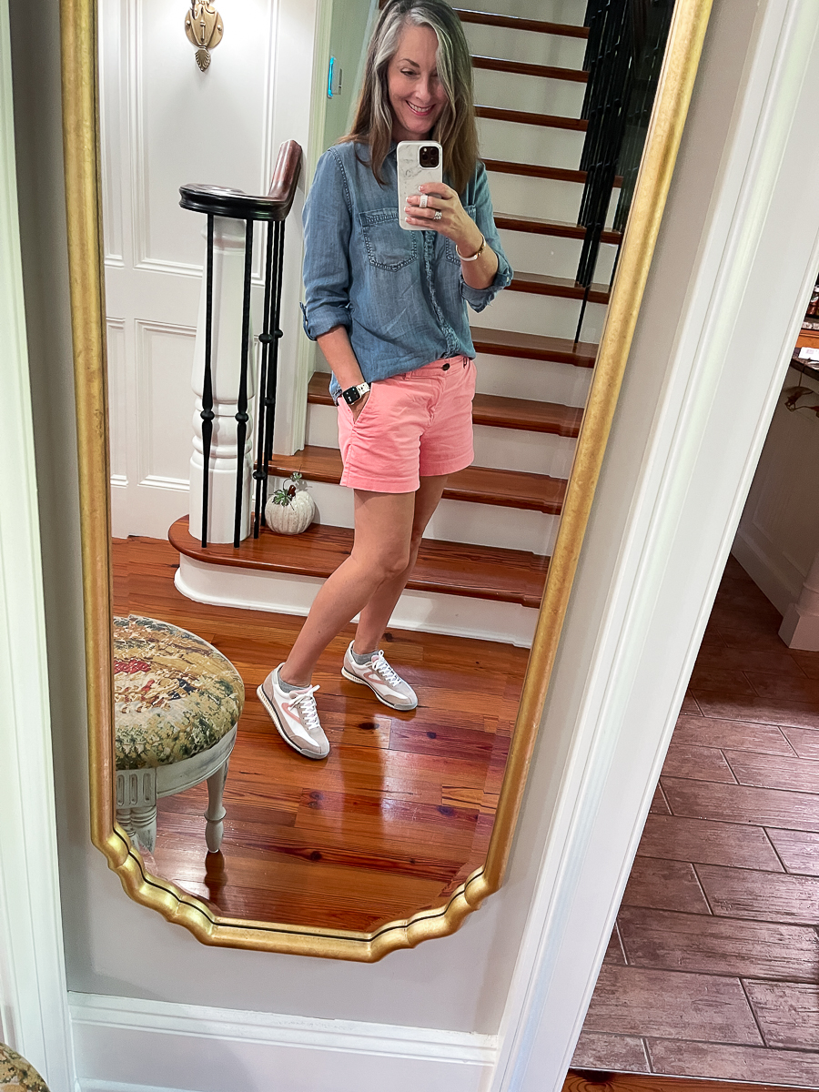 woman in short and sneakers