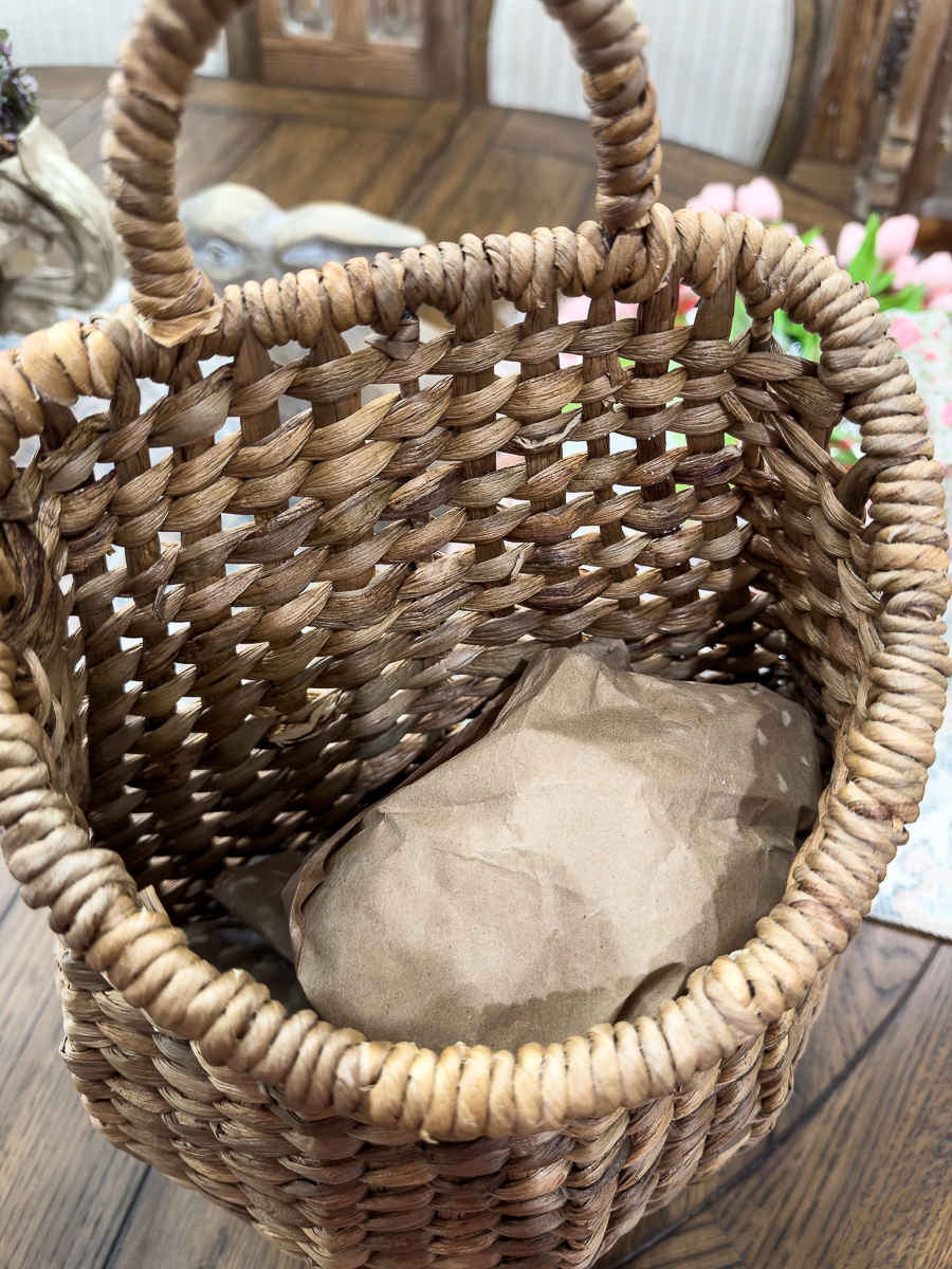 basket with paper in bottom