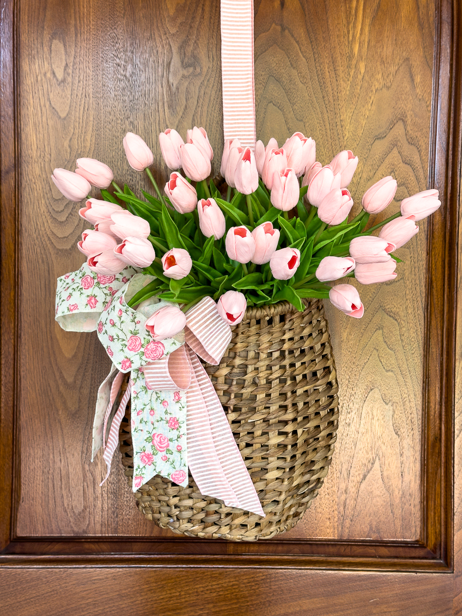 tulip basket on door