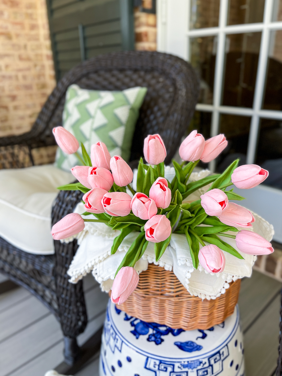 tulips in a basket