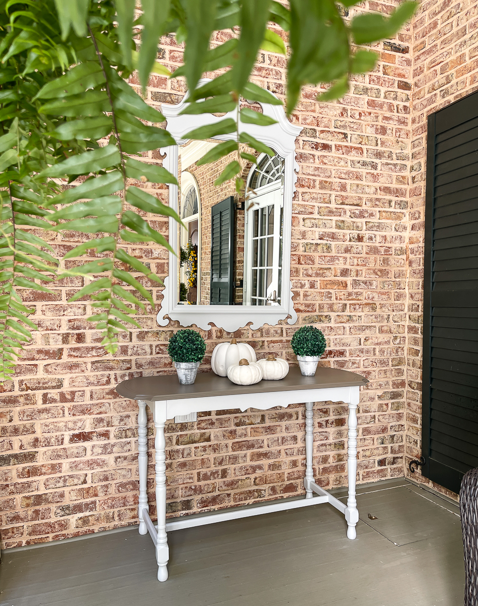 console table on the porch