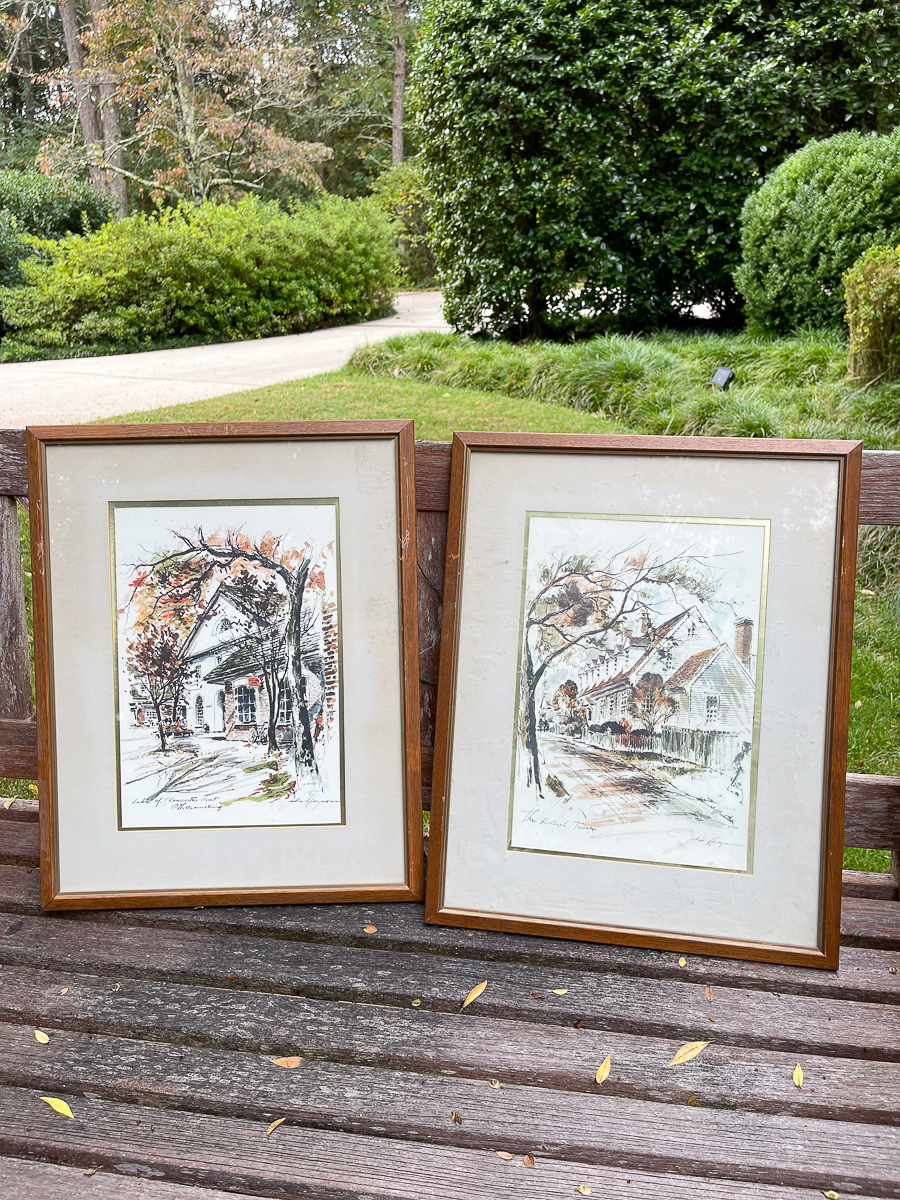 before of a set of art from the thrift store