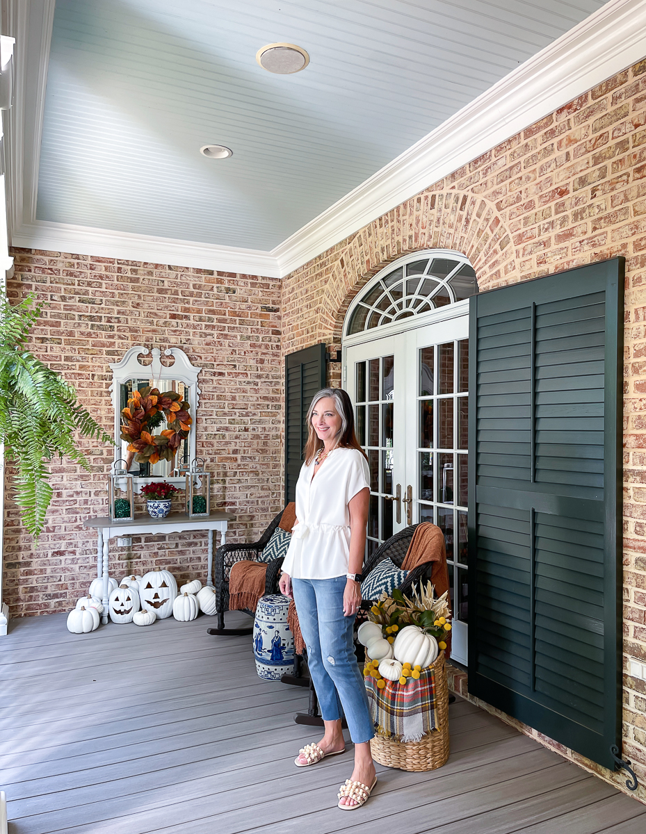 woman in white blouse