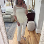 woman in all white outfit