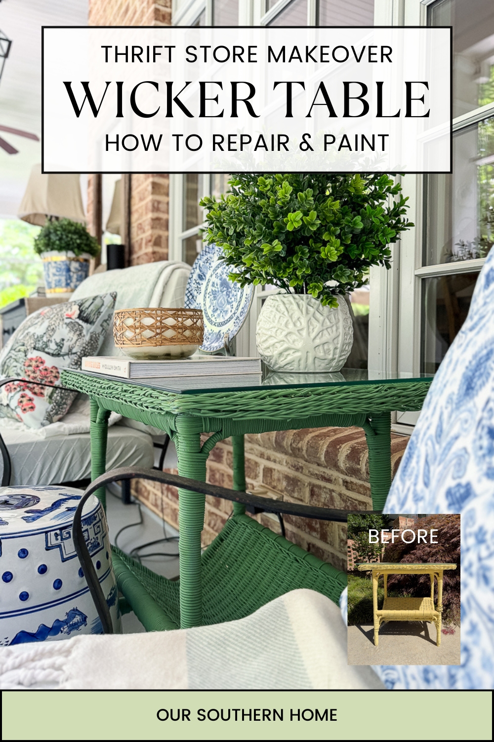 porch table with text overlay