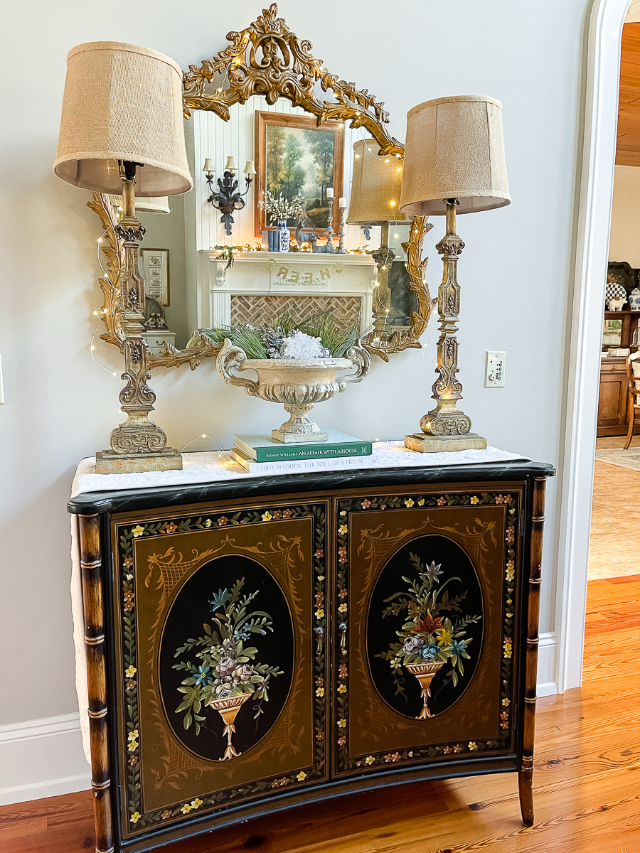 painted cabinet with mirror