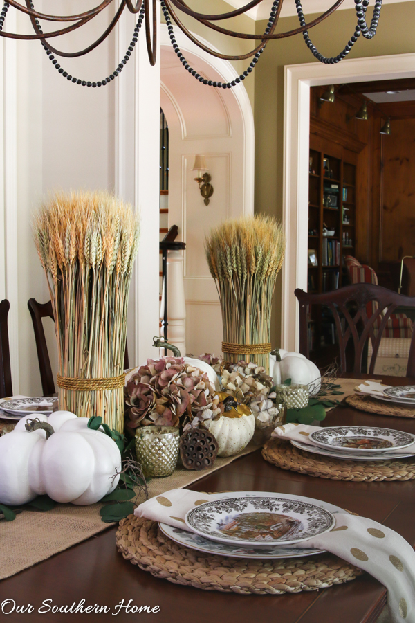 Creating a woodland tablescape for fall by Our Southern Home #falltable #falldecor #falltablescape