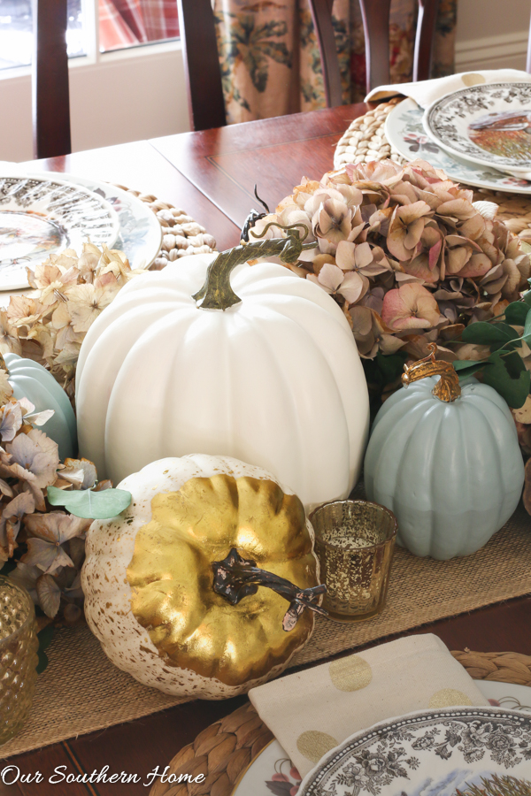 Creating a woodland tablescape for fall by Our Southern Home #falltable #falldecor #falltablescape