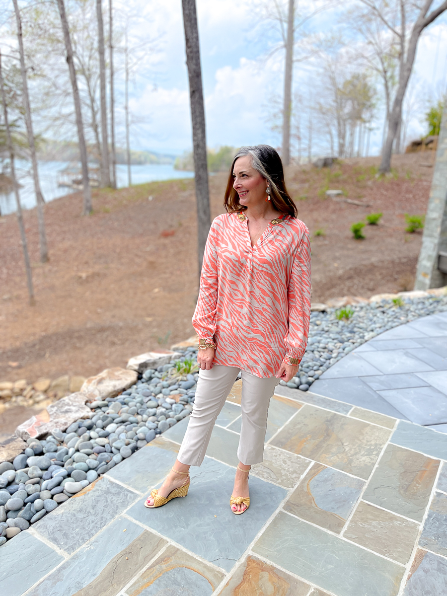 woman standing by the lake